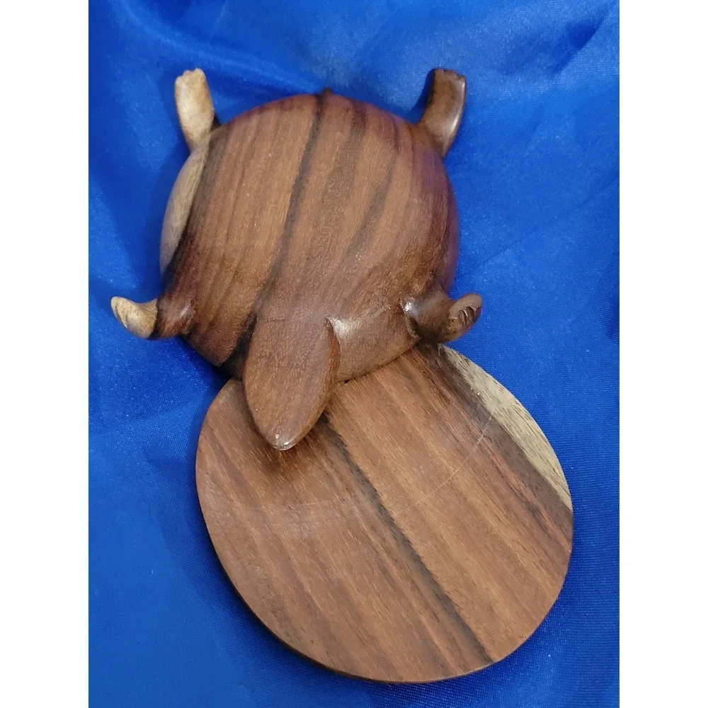 Wood Turtle Shaped Trinket Box Handcrafted Fair Trade  Egypt Dalbergia Sisso